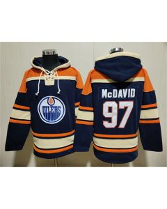 Men's Edmonton Oilers #97 Connor McDavid Navy Lace-Up Pullover Hoodie