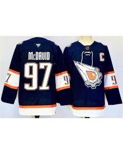 Men's Edmonton Oilers #97 Connor McDavid Navy With C Patch Reverse Retro Stitched Jersey