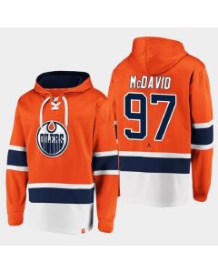 Men's Edmonton Oilers #97 Connor McDavid Orange All Stitched Sweatshirt Hoodie