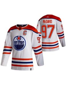 Men's Edmonton Oilers #97 Connor McDavid White 2020-21 Reverse Retro Stitched Jersey
