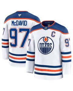 Men's Edmonton Oilers #97 Connor McDavid White 2024-25 Away Stitched Hockey Jersey
