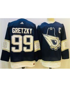Men's Edmonton Oilers #99 Wayne Gretzky Navy/White Stitched Jersey