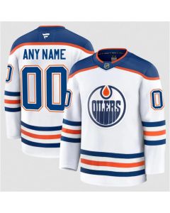 Men's Edmonton Oilers Active Player Custom White 2024-25 Away Stitched Hockey Jersey