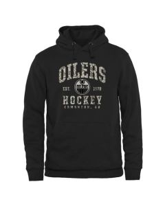 Men's Edmonton Oilers Black Camo Stack Pullover Hoodie