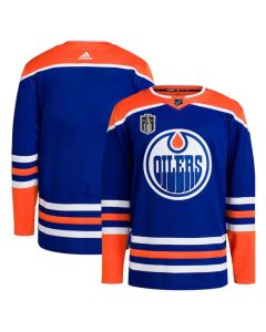 Men's Edmonton Oilers Blank Royal 2024 Stanley Cup Final Patch Stitched Jersey