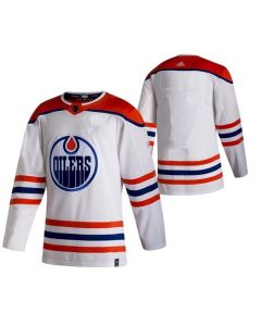 Men's Edmonton Oilers White 2020-21 Reverse Retro Stitched Jersey