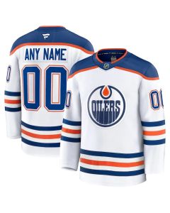 Men's Edmonton Oilers White Away Premium Custom Jersey