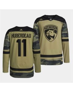 Men's Florida Panthers #11 Jonathan Huberdeau 2022 Camo Military Appreciation Night Stitched Jersey