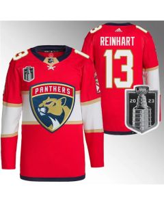 Men's Florida Panthers #13 Sam Reinhart Red 2023 Stanley Cup Final Stitched Jersey
