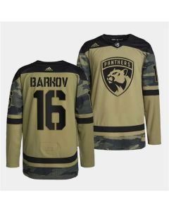 Men's Florida Panthers #16 Aleksander Barkov 2022 Camo Military Appreciation Night Stitched Jersey