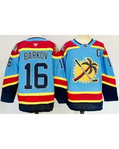 Men's Florida Panthers #16 Aleksander Barkov Blue 2024-25 Reverse Retro With C Patch Stitched Hockey Jersey
