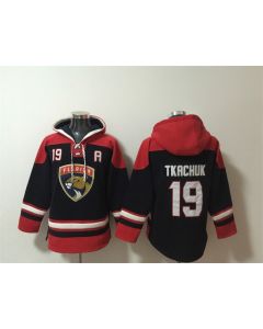 Men's Florida Panthers #19 Matthew Tkachuk Black/Red Lace-Up Pullover Hoodie