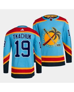 Men's Florida Panthers #19 Matthew Tkachuk Blue 2022-23 Reverse Retro Stitched Jersey