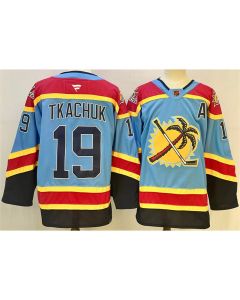 Men's Florida Panthers #19 Matthew Tkachuk Blue 2024-25 Reverse Retro With A Patch Stitched Hockey Jersey