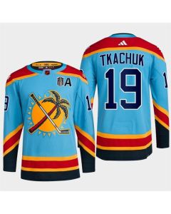 Men's Florida Panthers #19 Matthew Tkachuk Blue 2024 Stanley Cup Final Patch Reverse Retro Stitched Jersey