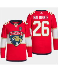 Men's Florida Panthers #26 Uvis Balinskis Red 2024 Stanley Cup Final Patch Stitched Jersey