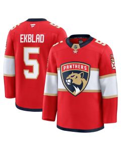 Men's Florida Panthers #5 Aaron Ekblad Red Premium Authentic Home Jersey