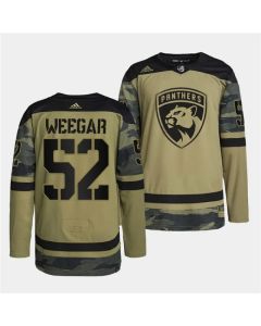 Men's Florida Panthers #52 MacKenzie Weegar 2022 Camo Military Appreciation Night Stitched Jersey
