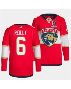 Men's Florida Panthers #6 Mike Reilly Red Home 2024 Stanley Cup Champions Stitched Jersey