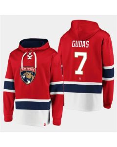 Men's Florida Panthers #7 Radko Gudas Red Ageless Must-Have Lace-Up Pullover Hoodie