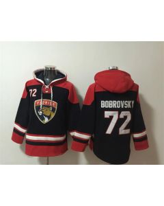Men's Florida Panthers #72 Sergei Bobrovsky Black/Red Lace-Up Pullover Hoodie