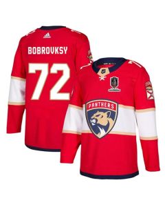 Men's Florida Panthers #72 Sergei Bobrovsky Red Home 2024 Stanley Cup Champions Stitched Jersey