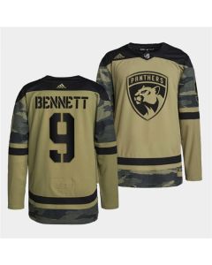 Men's Florida Panthers #9 Sam Bennett 2022 Camo Military Appreciation Night Stitched Jersey
