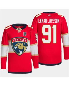 Men's Florida Panthers #91 Oliver Ekman-Larsson Red 2024 Stanley Cup Final Patch Stitched Jersey