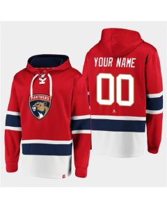 Men's Florida Panthers Active Player Custom Red Ageless Must-Have Lace-Up Pullover Hoodie