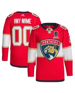 Men's Florida Panthers Active Player Custom Red Home 2024 Stanley Cup Champions Stitched Jersey