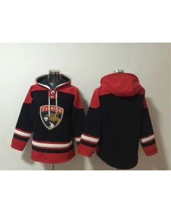 Men's Florida Panthers Blank Black/Red Lace-Up Pullover Hoodie