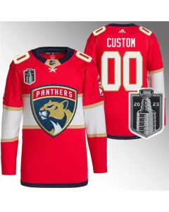Men's Florida Panthers Custom Red 2023 Stanley Cup Final Stitched Jersey
