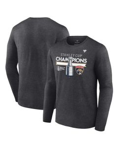Men's Florida Panthers Heather Charcoal 2024 Stanley Cup Champions Locker Room Long Sleeve T-Shirt