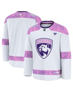 Men's Florida Panthers White 2024 Hockey Fights Cancer Practice Jersey
