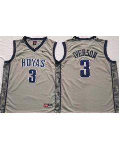 Men's Georgetown Hoyas #3 Allen Iverson Grey Stitched Jersey