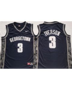 Men's Georgetown Hoyas #3 Allen Iverson Navy Stitched Jersey