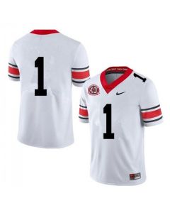 Men's Georgia Bulldogs #1 White 1980 National Champions 40th Anniversary College Stitched Jersey