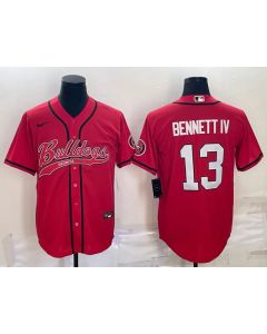 Men's Georgia Bulldogs #13 Stetson Bennett Red With Patch Cool Base Stitched Baseball Jersey
