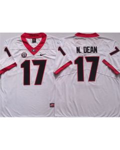 Men's Georgia Bulldogs #17 N.DEAN White College Football Stitched Jersey