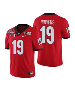 Men's Georgia Bulldogs #19 Brock Bowers 2021/22 CFP National Champions Red College Football Stitched Jersey