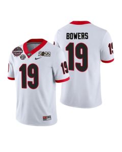 Men's Georgia Bulldogs #19 Brock Bowers 2021/22 CFP National Champions White College Football Stitched Jersey