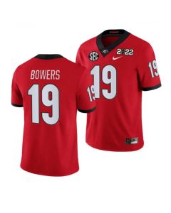 Men's Georgia Bulldogs #19 Brock Bowers 2022 Patch Red College Football Stitched Jersey