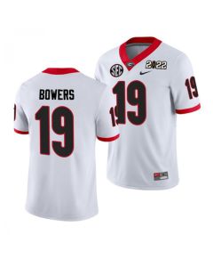 Men's Georgia Bulldogs #19 Brock Bowers 2022 Patch White College Football Stitched Jersey