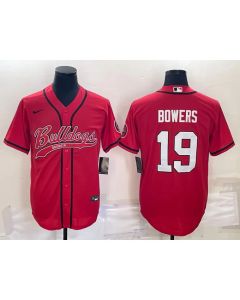 Men's Georgia Bulldogs #19 Brock Bowers Red With Patch Cool Base Stitched Baseball Jersey