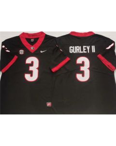 Men's Georgia Bulldogs #3 GURLEY II Black College Football Stitched Jersey