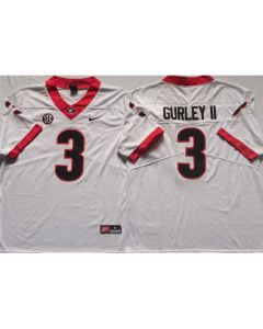 Men's Georgia Bulldogs #3 GURLEY II White College Football Stitched Jersey