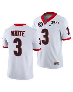 Men's Georgia Bulldogs #3 Zamir White 2022 Patch White College Football Stitched Jersey