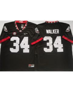 Men's Georgia Bulldogs #34 WALKER Black College Football Stitched Jersey
