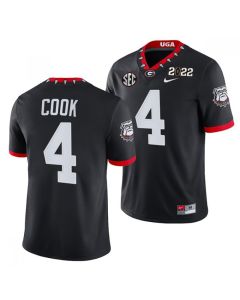 Men's Georgia Bulldogs #4 James Cook 2022 Patch Black College Football Stitched Jersey