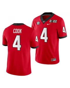 Men's Georgia Bulldogs #4 James Cook 2022 Patch Red College Football Stitched Jersey